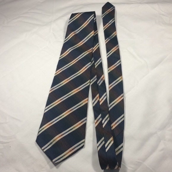 Vintage Bernini Rainbow Plaid Striped Silk Tie - Picture 5 of 5